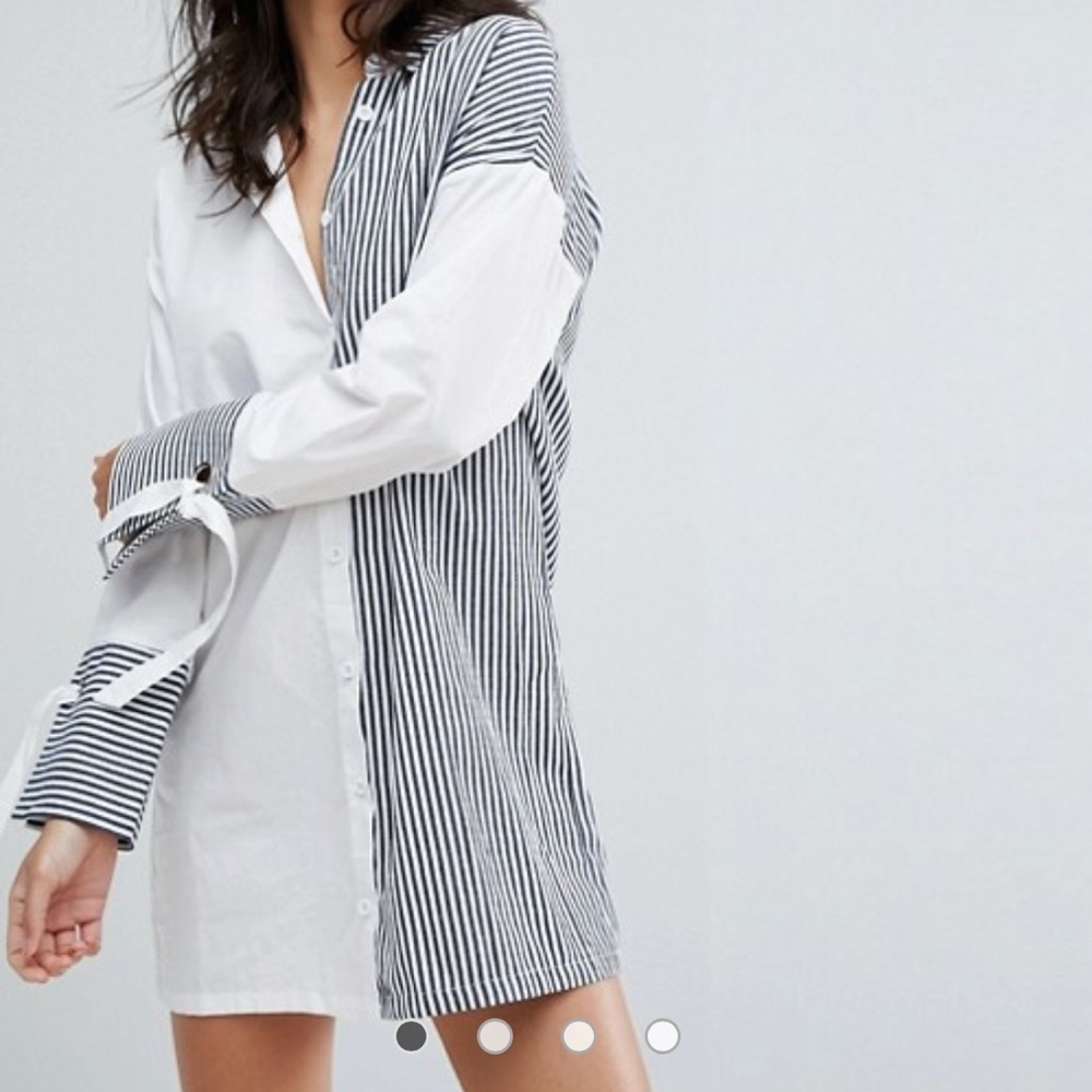 Boohoo Mix Stripe Shirt Dress